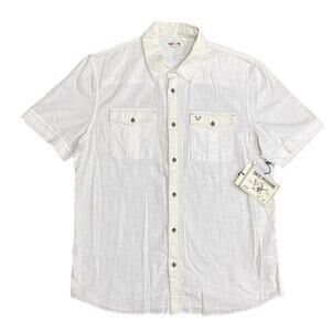 True Religion 100% Cotton Gauze Mens XL Breathable Western Shirt White Resort